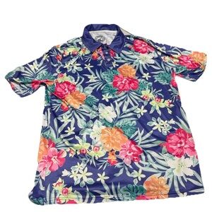 New Proud 90 Holf Is Fun Men’s Floral Multi-Color Polo Size: Large